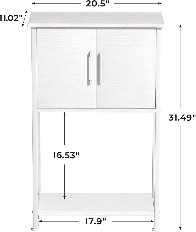 5-10 Gallon Fish Tank Stand, Metal Double Aquarium Stand with Cabinet for Fish Tank Accessories Storage, Heavy Duty 20.5" L* 11.02" W Tabletop, 500LBS Capacity White PG06YGW