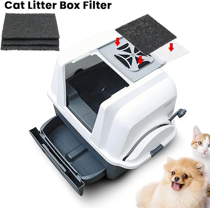 12pcs Cat Litter Box Filter Cat Litter Activated Carbon Filters Cat Litter Box Charcoal Filters Replacement for Filtering Odors Keep Fresh(Black)