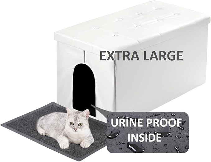 MEEXPAWS Cat Litter Box Enclosure Furniture Hidden, Cat Washroom Bench Storage Cabinet | Extra Large 36'' x 20'' x 20''| Dog Proof | Waterproof Inside/Easy Clean | Easy Assembly | Odor Control