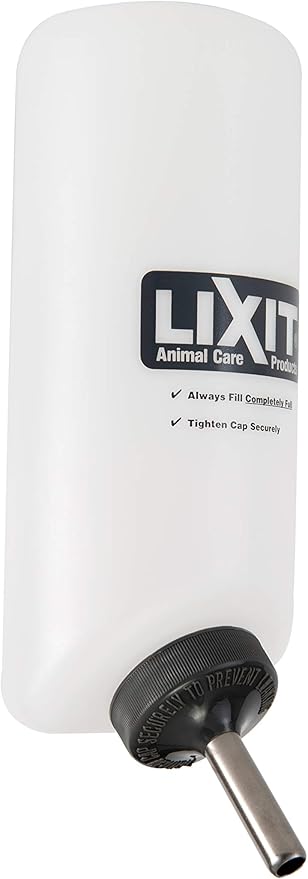 Lixit Wide Mouth BPA-Free Cage Water Bottles for Rabbits, Ferrets, Guinea Pigs, Rats, Chinchillas, Hamsters, Mice, Hedgehogs, Gerbils and Other Small Animals. (Translucent, 32 Ounce)