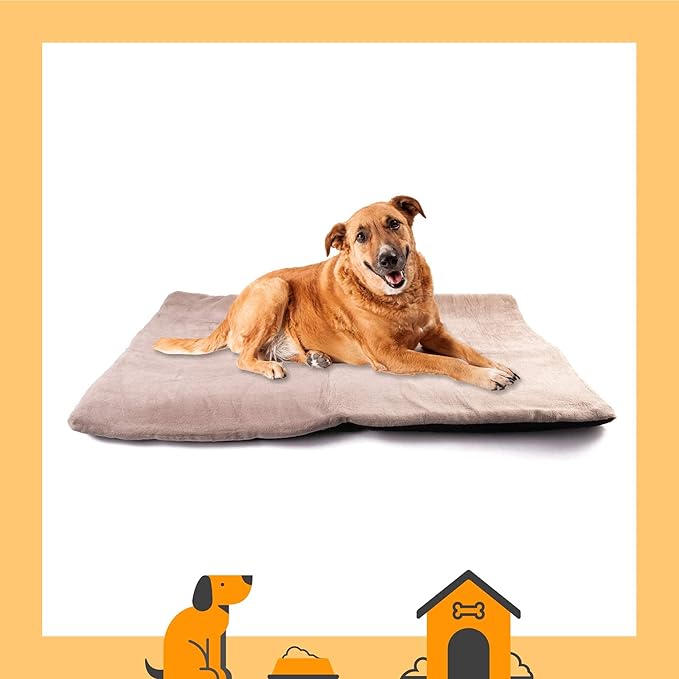 Dog Mat - 27.5 x 39.3 in Fluffy Padded Dog Blanket w/Insulation - Non Slip Kennel Mats for Sleeping - Machine Washable Bed for Dogs - Gray