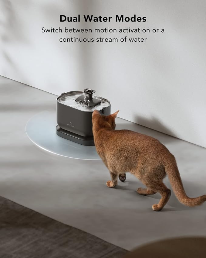 PETLIBRO Cat Water Fountain, Wireless Pet Fountain Battery Operated, 2.5L/84oz Dockstream Automatic Dog Water Dispenser for Drinking with Quiet Pump Inside Stainless Steel Tray Easy Clean BPA-Free