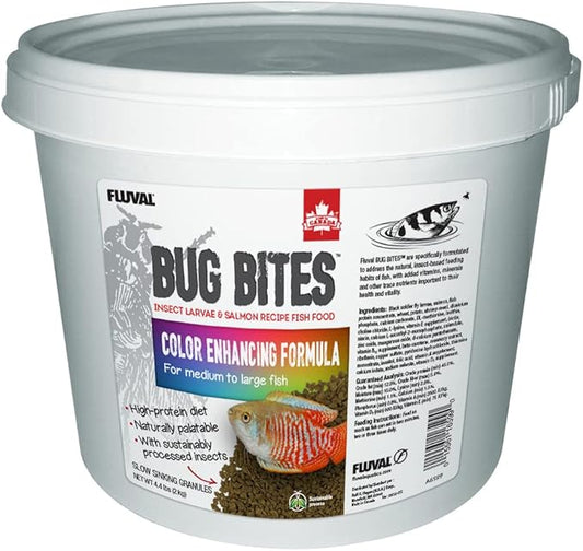 Fluval Bug Bites Color Enhancing Fish Food for Tropical Fish, Granules for Medium to Large Sized Fish, 4.4 lb., A6599, Brown