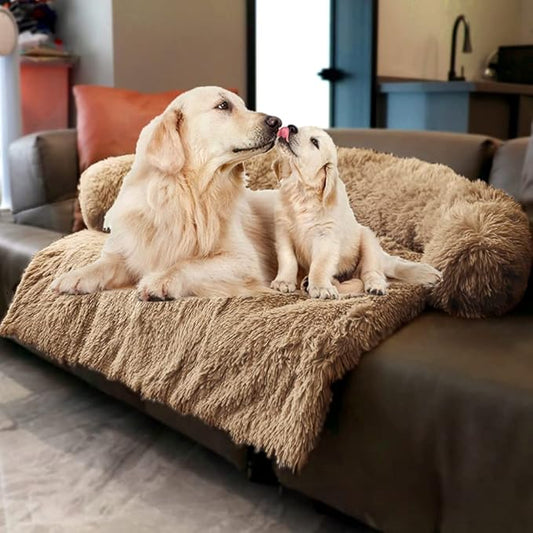 Dogs/Cats Bed Mats, Couch Cover for dogs, Sofa Style Luxurious Mat for Pets, Waterproof Lining and Nonskid Bottom Perfect on Dog Crate, Cat Cage or in The Car. (Desert Brown, XL)