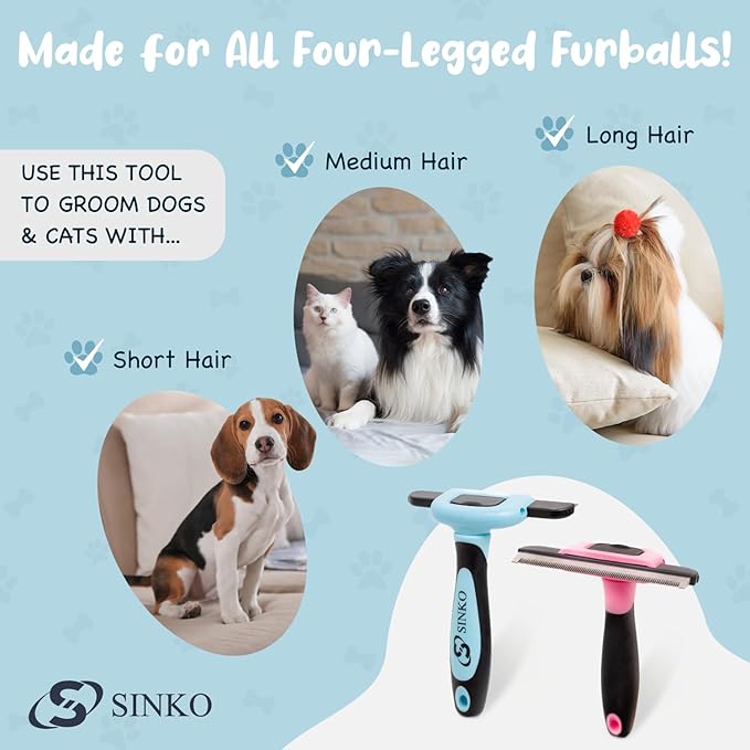 Sinko Deshedding Dog Brush -Professional Dog Deshedding Brush, Dog Brush for Shedding, Pet Deshedding Tool, Cat Deshedding Brush, Fur Deshedding Brush, Pet Hair Remover for Cats and Dogs (Blue)