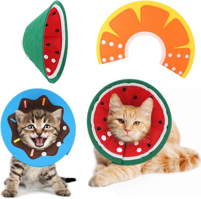 Pet Elizabeth Ring 3 PCS Fruit Series Beauty Ring Bite Ring Cat Neuter Head Cover Scratch Collar for Cats and Dogs (L)