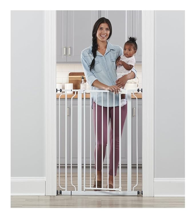 Regalo Easy Step 36" Extra Tall Walk Thru Baby Gate, includes 4-Inch Extension Kit, 4 Pack & Easy Step Extra Tall Arched Décor Walk Thru Baby Gate, includes 4-Inch Extension Kit, 4 Pack