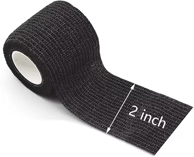 Self Adhesive Bandage Wrap, Vet Wrap 2 inch, Vet Wrap for Dogs, Bandages Wrap for Human or Pets, Black, 12 Pack