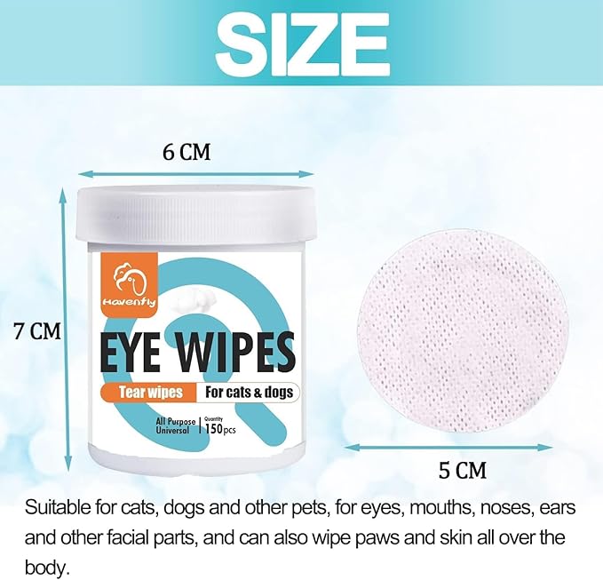 Pet Wipes for Cats & Dogs, Grooming Wipes for Eyes, Paws, Ears, Nose, Unscented Soft Pet Tear Stain Remover Wipes 150 Pads