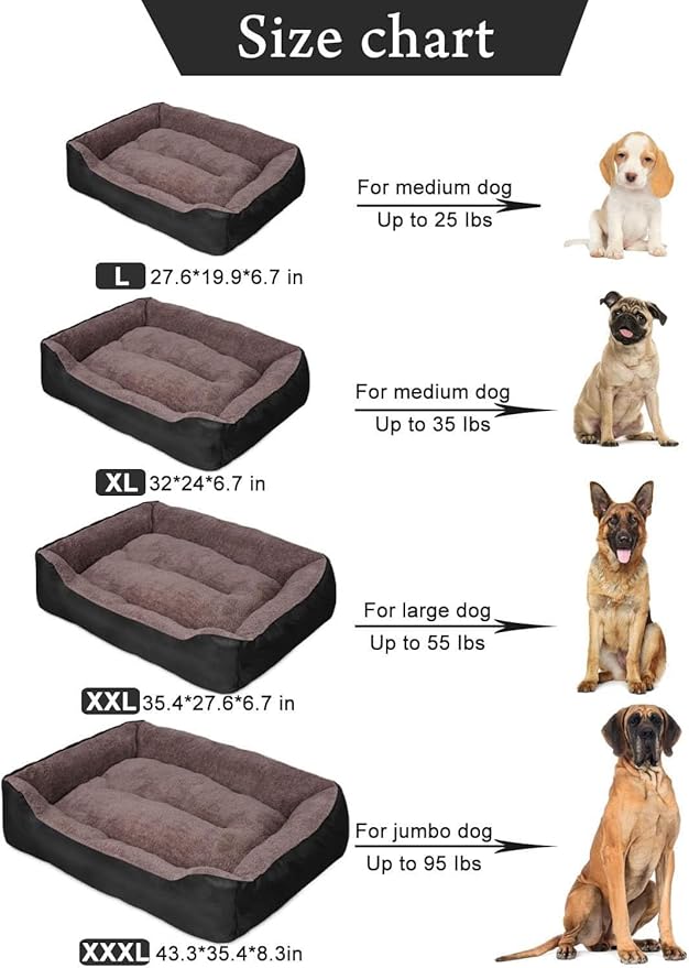 PUPPBUDD Dog Beds for Extra Large Dogs, Rectangle Washable Dog Bed Comfortable and Breathable Pet Sofa Warming Orthopedic Dog Bed for Jumbo Dogs
