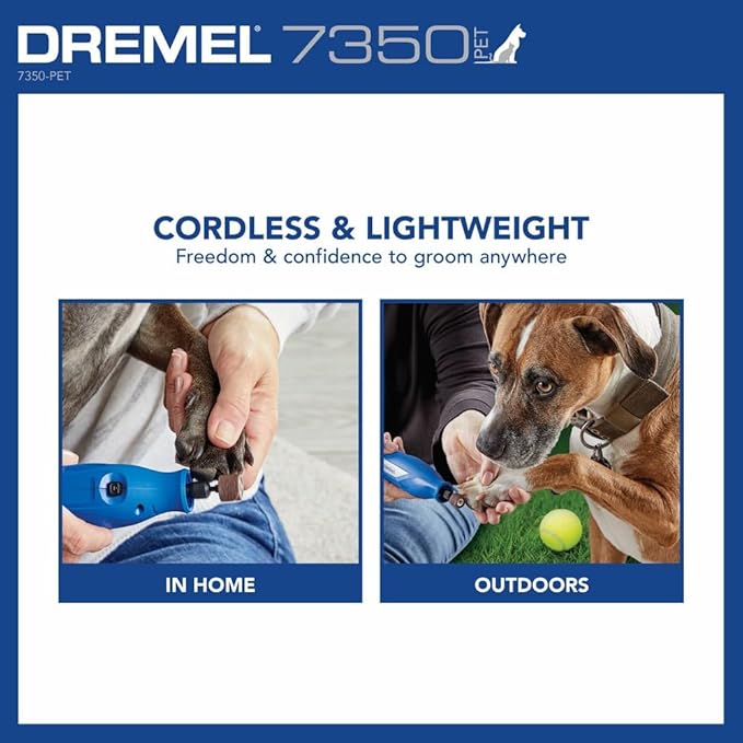 Dremel 7350-PET 4V Pet & Dog Nail Grinder, Professional Pet Grooming Kit - Works on Large, Medium, Small Dogs & Cats & 408 1/2-Inch Sander Bands, Coarse, 6 Pack, Purple