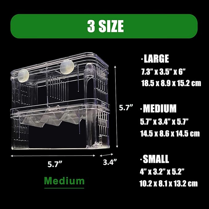 in-Tank Aquarium Breeder Box for Fish Tank, Breeding Incubator for Small Fish Hatchery, Acrylic Divider for Shrimp Clownfish Aggressive Fish Injured Fish, Can Connect Air Pump (Medium)