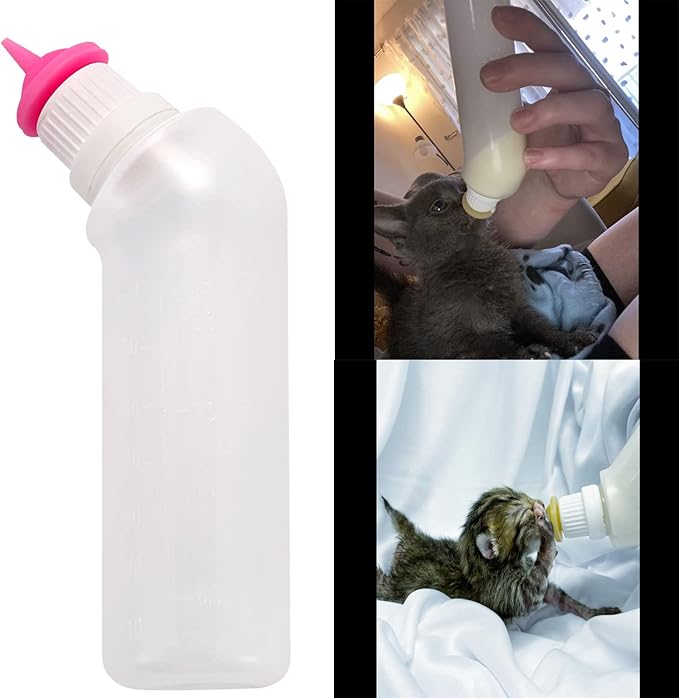 5Pack Pet Nursing Bottle with Pink Mini Feeding Nipple for Newborn Kittens, Puppies, Small Animals