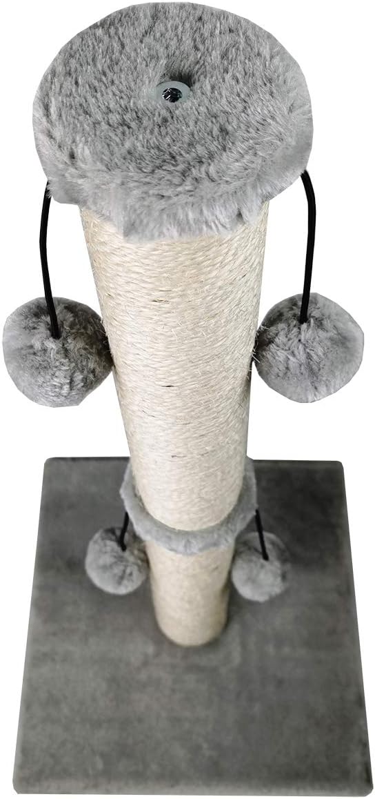 Dimaka 29'' Cat Scratching Post, Natural Sisal Rope Scratcher Post, Kitten Claw Scratch with 4 DanglingToy Balls for Large Cats (Grey)