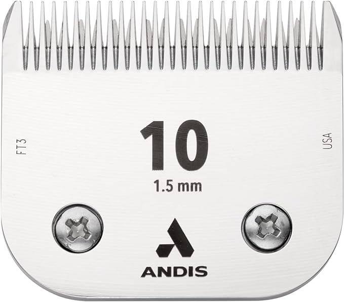 Andis – 64315, Ceramic Edge Detachable Pet Clipper Blade – Carbon-Infused Steel with Sharp Cutting Tech, Runs Cooler & Stays Sharper, Resists Rust & Heat, Size-10 - Fits AG, AGC & BDC Series, Chrome