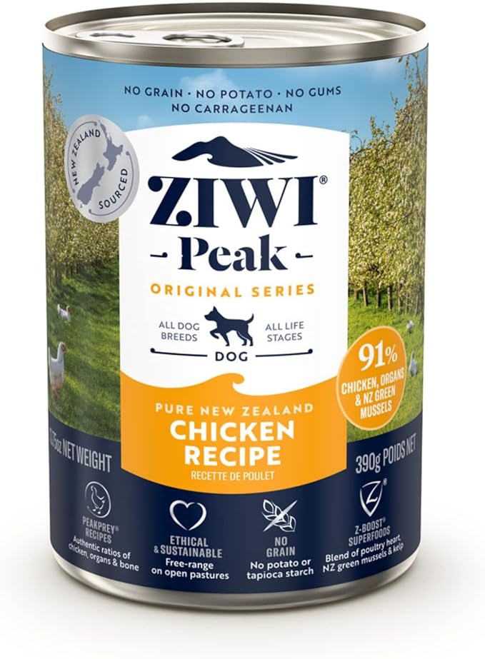 ZIWI Peak Canned Wet Dog Food – All Natural, High Protein, Grain Free, Limited Ingredient, with Superfoods (Chicken, Case of 12, 13.75oz Cans)