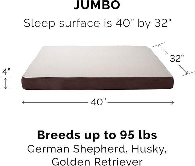 Furhaven Orthopedic Dog Bed for Large Dogs w/ Removable Washable Cover, For Dogs Up to 95 lbs - Sherpa & Suede Mattress - Espresso, Jumbo/XL