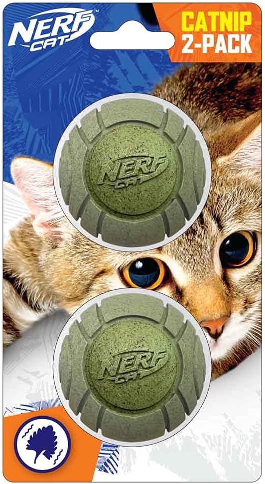 Nerf Dog 2in Catnip Solid Sonic Ball 2-Pack -Green, (NC-7634)