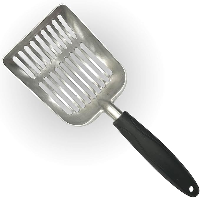 Cat Litter Scoop - Aluminum Alloy cat Litter Shovel, Suitable for All cat Litter, Metal Durable Garbage Shovel Black