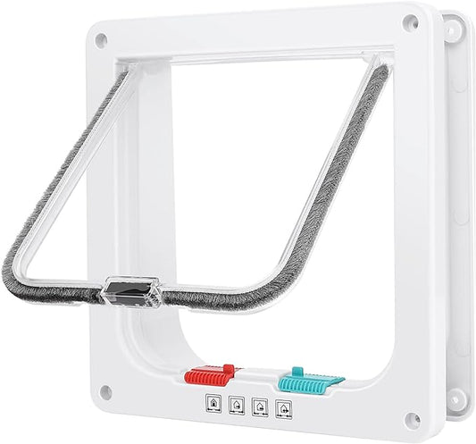 Cat Door, Safety Pet Door with 4 Way Lock, Weatherproof & Easy Installation Cat Flap Door for Interior Exterior Door, Window, Wall(X-Large, 7.87in x 8.66in Flap)