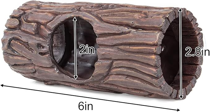 REPTIZOO Reptile Hide Cave Resin Hollow Tree Trunk Hideout Hermit Crab Climbing Toys Reptile Shelter Sleeping Cave for Arboreal Reptiles, Hermit Crabs, Leopard Gecko, Lizard Terrarium Decor