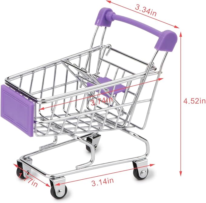 Hypeety Mini Shopping Handcart Trolley Bird Parrot Pet Intelligence Utility Cart Mode Storage Toy Decoration Toys (Purple)