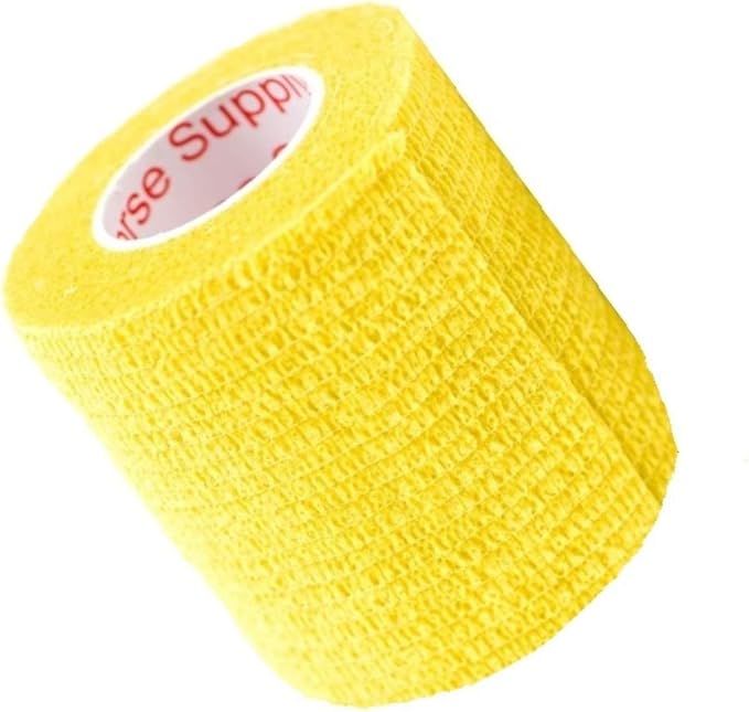 2 Inch Vet Wrap Tape Bulk (Yellow) (Pack of 24) Self Adhesive Adherent Adhering Flex Bandage Grip Roll for Dog Cat Pet Horse