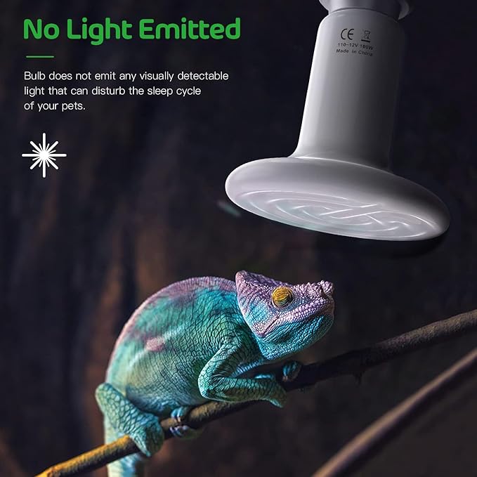 Simple Deluxe 100W Reptile Ceramic Heat Lamp Bulb and 150W Clamp Light with 8.5 Inch Reflector for Amphibian Pet, White&Silver