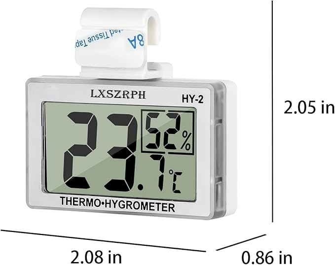 Reptile Hygrometer Thermometer LCD Display Digital Reptile Tank Hygrometer Thermometer with Hook Temperature Humidity Meter Gauge for Reptile Tanks, Terrariums, Vivarium (2 Packs)