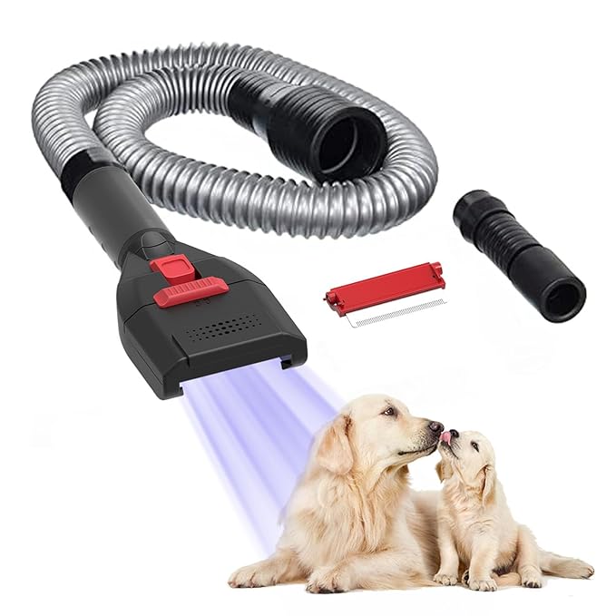 Pet Vacuum Grooming Brush and Shedding Kit for Dog/Cat Loose Hair, Vacuum Attachment Deshedding Tool for Dogs/Cats,Professional Accessories Remover for Pet's Undercoat Fur