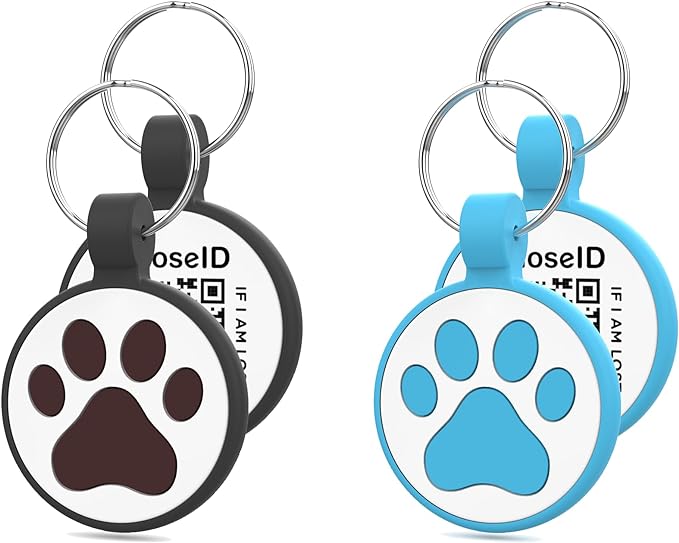 Personalized Dog Tag, Laser Engraving QR Code, Silicone Dog ID Tag, Pet Online Profile, Scan QR Code Send Location, Collar Harness Accessories (Medium to Large Breeds - 1.25", Black & Blue)