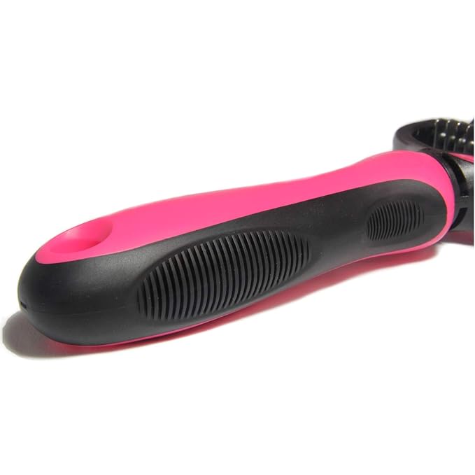 Maxpower Planet Pet Grooming Brush - Double Sided Shedding, Dematting Undercoat Rake for Dogs, Cats. Extra Wide Dog Grooming Brush, Dog Brush for Shedding, Cat Brush, Reduce Shedding by 95% (Pink, S)