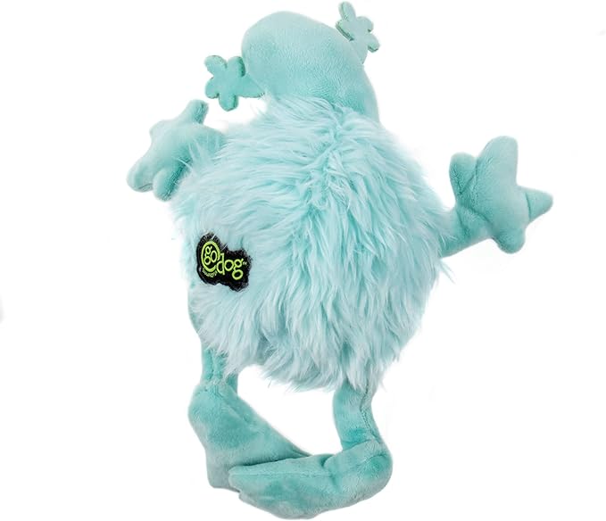 goDog PlayClean Germs Squeaky Plush Dog Toy with Odor-Eliminating Essential Oils, Chew Guard Technology - Seafoam, Large