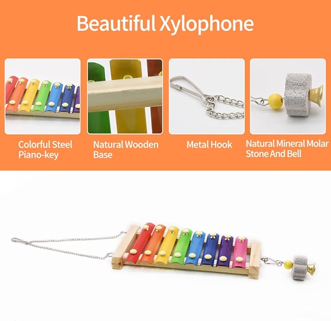 Chicken Swing Toys and Chicken Toys Xylophone, 2pcs Chicken Toys for Poultry Run Rooster Hens Chicks Pet Parrots Macaw Entertainment Stress Relief for Birds