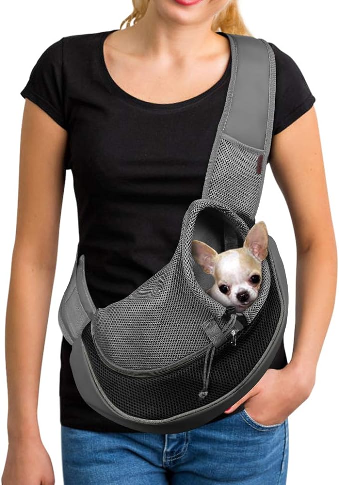 YUDODO Pet Dog Sling Carrier Large Pocket Adjust Strap Anti-falling Design Breathable Mesh Travel Safe Sling Bag Carrier for Dogs Cats