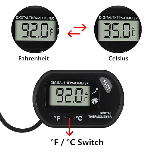 4Pcs Aquarium Thermometer Fish Tank Thermometer Reptile Thermometer Terrarium Water Temperature Test Digital Thermometer with LCD Display Fahrenheit/Celsius(℉/℃)