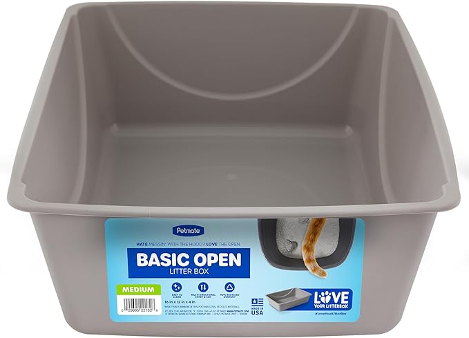 Petmate Open Cat Litter Box, Blue Mesa/Mouse Grey,M (Pack of 1), Made in USA