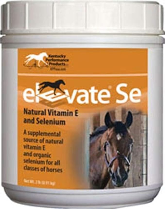 Elevate Se Natural Vitamin E and Selenium Powder for Horses, 2 Pound Container