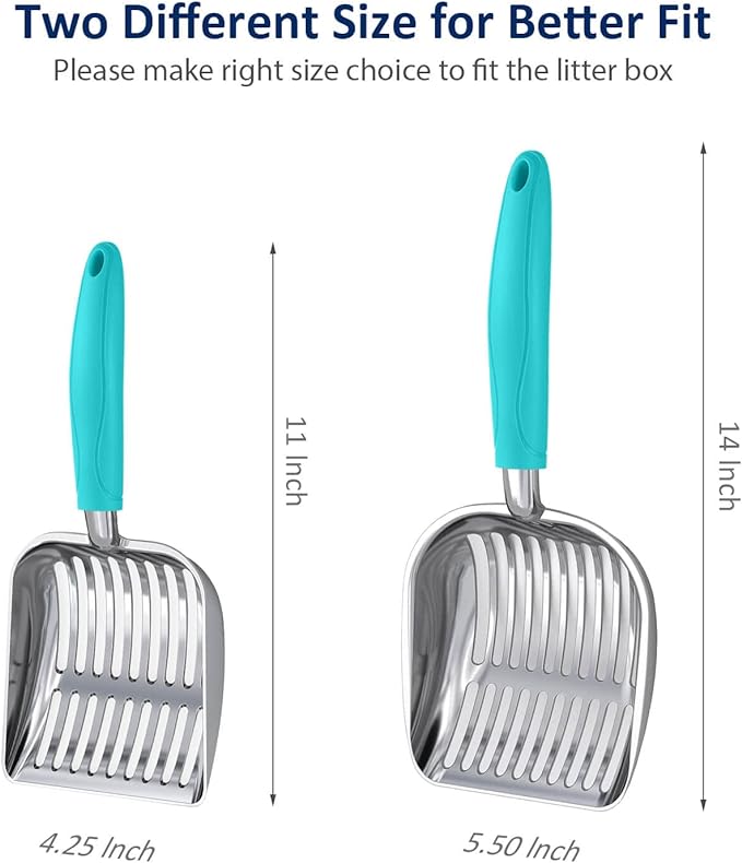 WePet Cat Litter Scoop, Aluminum Alloy Sifter, Kitty Metal Scooper, Deep Shovel, Long Handle, Poop Sifting, Kitten Pooper Lifter, Durable, Heavy Duty, for Litter box