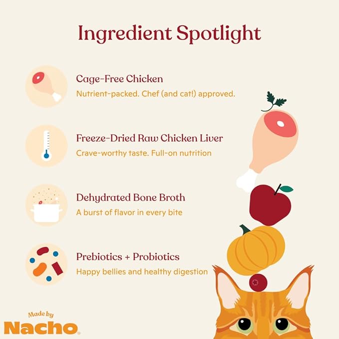 Made by Nacho Premium Dry Kibble Infused with Bone Broth 2lb Bag Cat Food (Cage-Free Chicken, Duck & Quail)