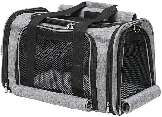 Pet Carrier Bag for Small Medium Cats Dogs Puppies up to 26 Lbs,Steel Frame Dog Carrier,pricacy-Oriented cat Carrier,Collapsible pet Carrier for Easy Storage (Grey, Small: 16.1"X10.6"X10.2")