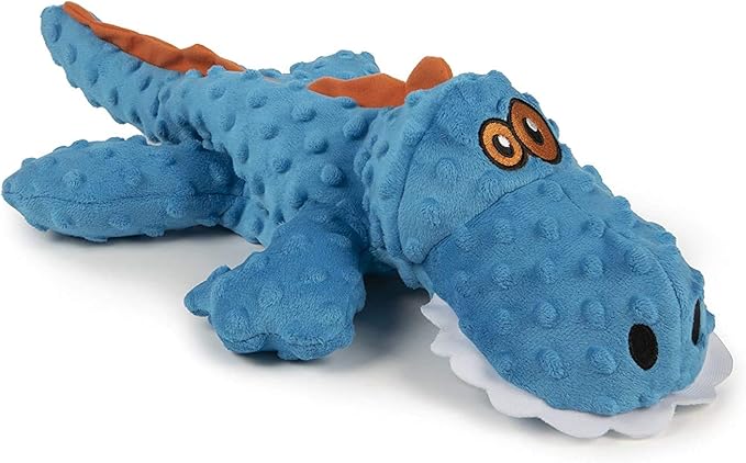 goDog Gators Squeaky Plush Dog Toy, Chew Guard Technology - Blue, Extra Large