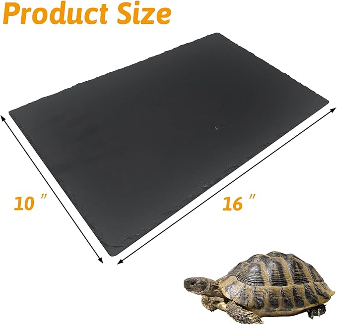 Tfwadmx Reptile Basking Platform 16 x 10 inch, Large Tortoise Feeding Bathing Area Natural Rock Reptile Food Bowl Landscape Habitat Decor for Turtle Lizard Bearded Dragon Crested Gecko Snake