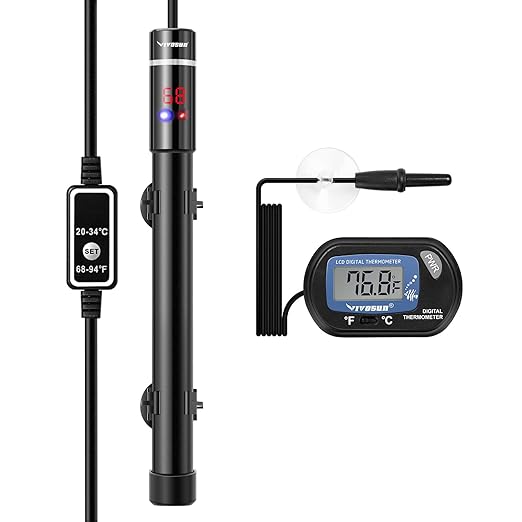 VIVOSUN Submersible Aquarium Heater with Thermometer Combination, 50W Titanium Fish Tank Heaters with Intelligent LED Temperature Display and External Temperature Controller