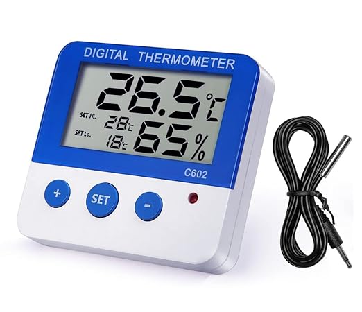 Reptile Thermometer Hygrometer with High Low Temperature Alarm Digital Aquarium Thermometer Temperature Humidity Meter Gauge for Reptile Tanks, Terrariums, Vivariums, Aquarium (1)