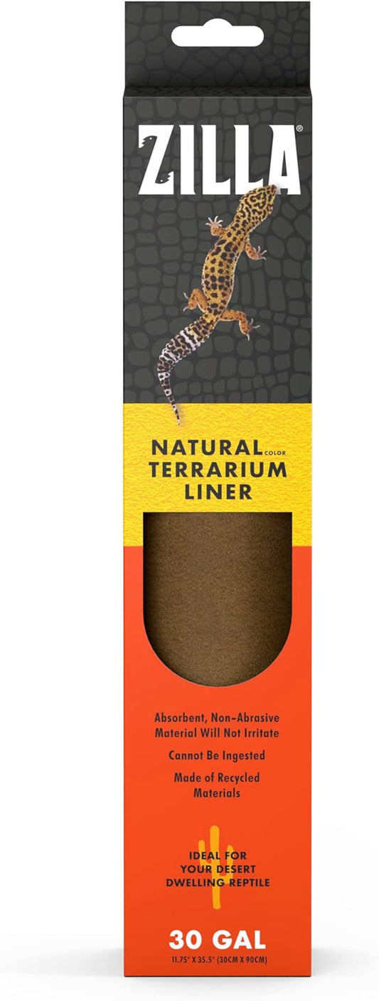 Zilla Reptile Terrarium Liner, Odor Reducing, Non-irritating, Ideal for Juvenile Reptiles and Desert Habitats, Brown, Fits Tank Size 30/38/45 Gallon, 11.75” x 35.5”