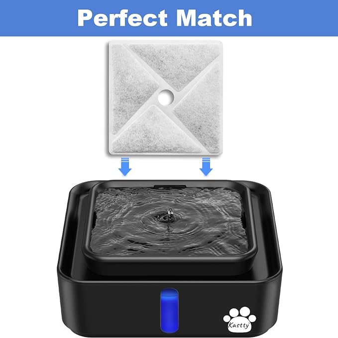 Kastty 14L/3.8Gal Large Dog Water Fountains Replacement F- ilters 6 pack, Largest 9", Square Ultrafiltration, More Activated Carbon, Food Grade, 6 + 6 P ump F ilter + 1 Circle F ilter