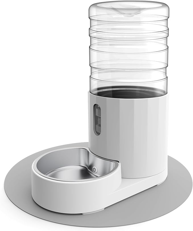 Pet Water Dispenser 4L with Placemat and Stainless Steel Bowl, Unplugged Automatic Gravity Water Dispenser, Easy to Clean, Safe for Pets