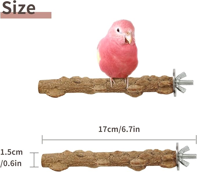 Bird Perches - Natural Wood Stand Branch for Small Birds，Branch Platform Standing Toys Cockatiel Cage Accessories（6PCS