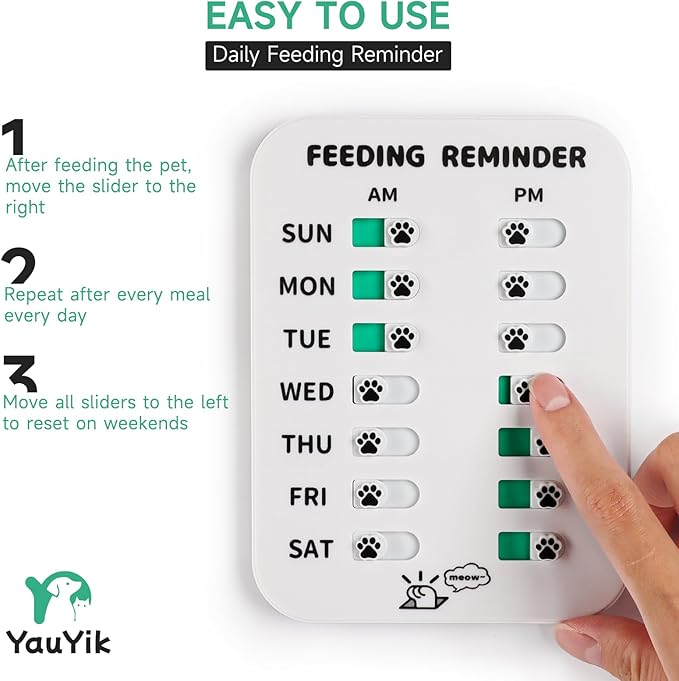 Pet Feeding Reminder for Dogs Cats, Magnetic Reminder Sticker Sign, AM/PM Daily Indication, Dog Accessories Helps You to Track Pet Feeding & Medication (White)